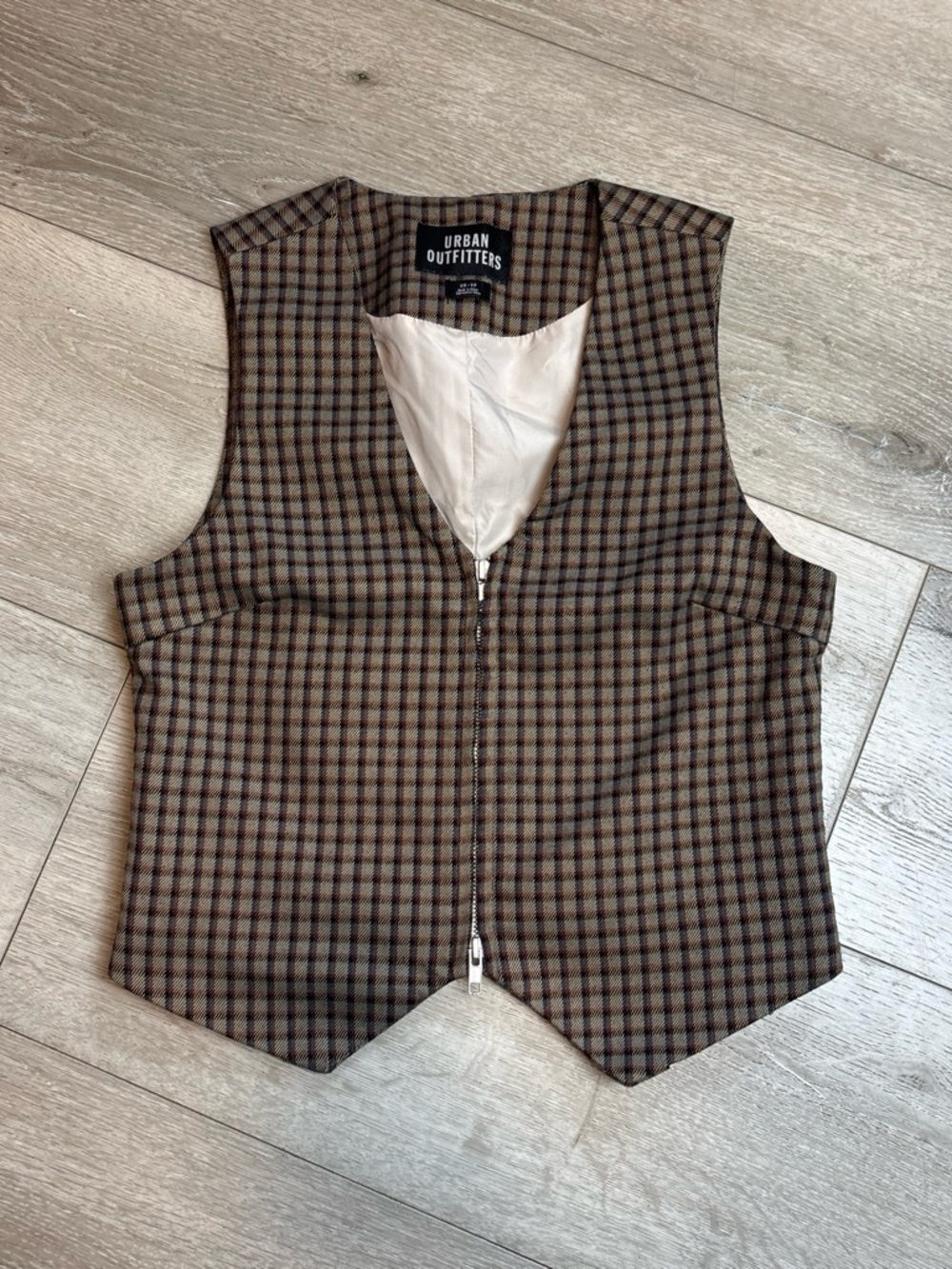 Urban Outfitters Brown Plaid Tailored Vest